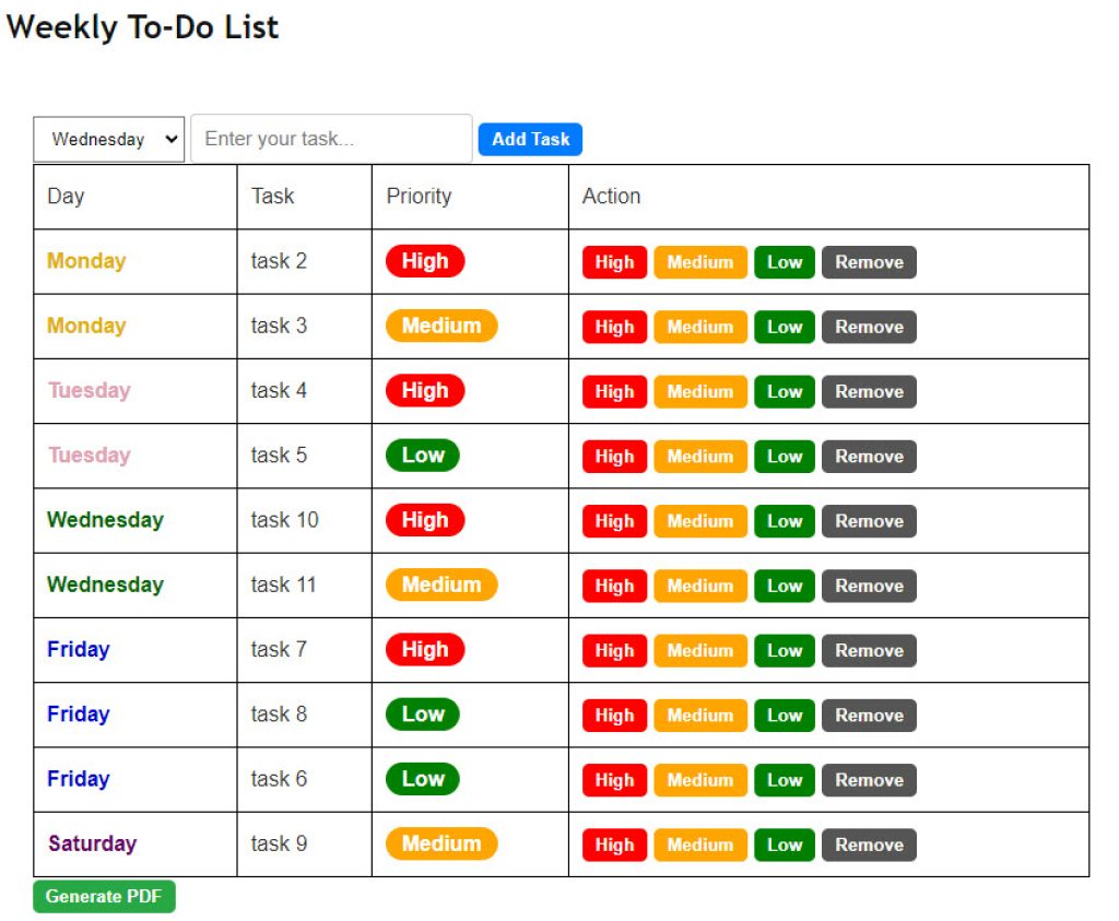 Weekly To-Do List