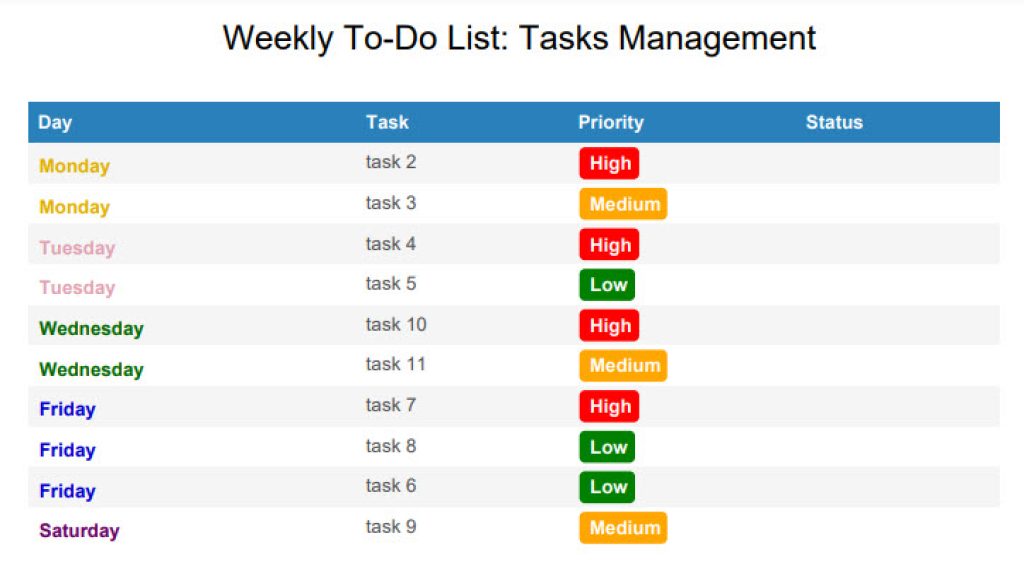 Weekly To-Do List PDF